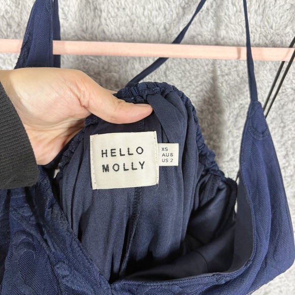 Hello Molly East Atlanta Lace Maxi Wrap Dress Size XS Navy Blue V Neck Backless - Picture 5 of 8